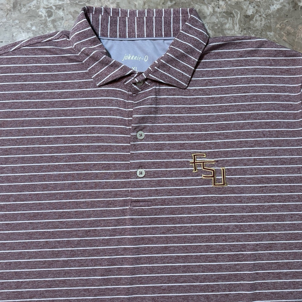 Johnnie O Polo Shirt Mens XL Striped Short Sleeve FSU Florida State Seminoles